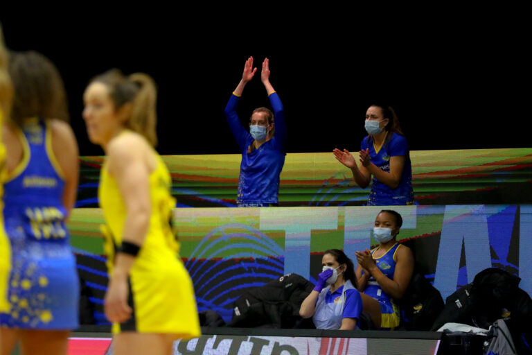 Bench during the Vitality Super League match between Team Bath and Manchester Thunder at Studio 001, Wakefield, England on 12th March 2021.
