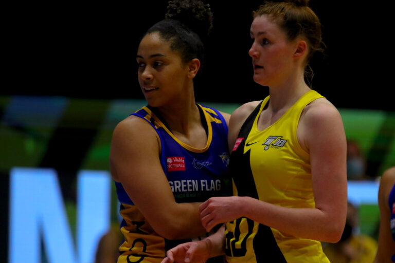 Action shot during the Vitality Super League match between Manchester Thunder and Leeds Rhinos at Studio 001, Wakefield, England on 28th March 2021.