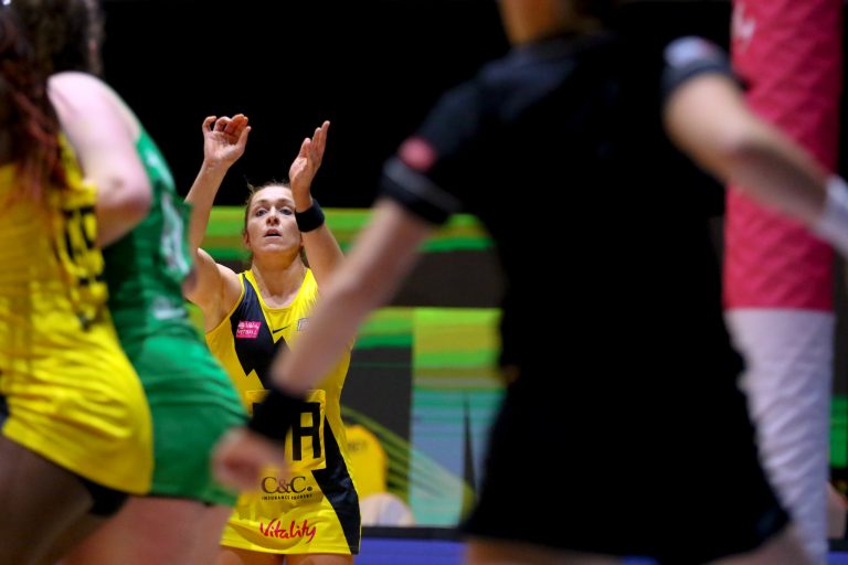 during Vitality Super League match between Celtic Dragons and Manchester Thunder at Copper Box Arena, London, England on 9th May 2021.