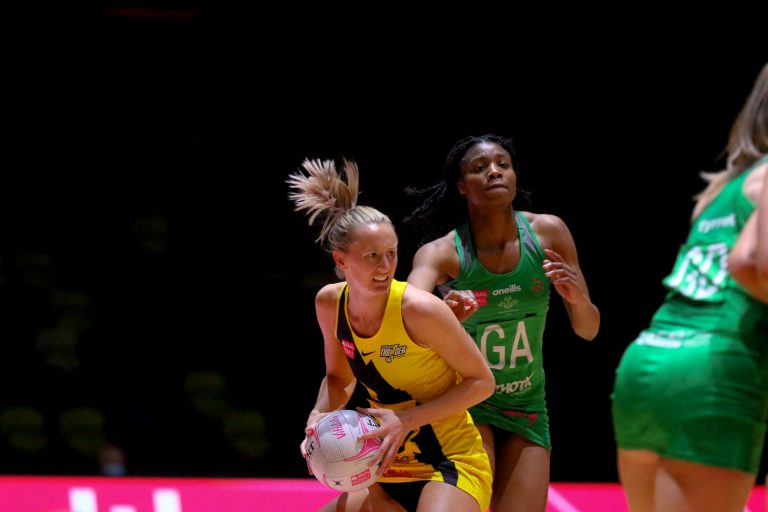 during Vitality Super League match between Celtic Dragons and Manchester Thunder at Copper Box Arena, London, England on 9th May 2021.