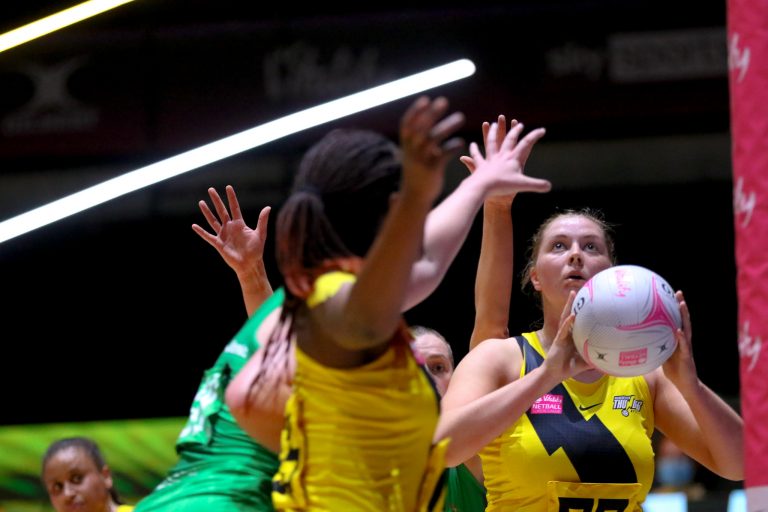 during Vitality Super League match between Celtic Dragons and Manchester Thunder at Copper Box Arena, London, England on 9th May 2021.