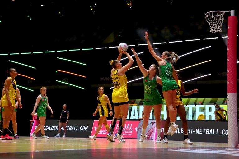during Vitality Super League match between Celtic Dragons and Manchester Thunder at Copper Box Arena, London, England on 9th May 2021.