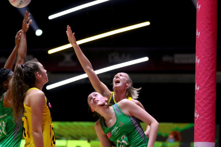 during Vitality Super League match between Celtic Dragons and Manchester Thunder at Copper Box Arena, London, England on 9th May 2021.