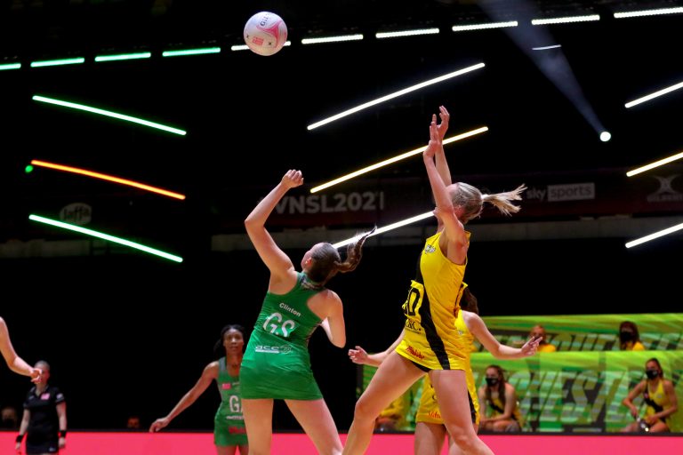 during Vitality Super League match between Celtic Dragons and Manchester Thunder at Copper Box Arena, London, England on 9th May 2021.