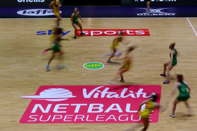 Action shot during Vitality Super League match between Celtic Dragons and Manchester Thunder at Copper Box Arena, London, England on 9th May 2021.