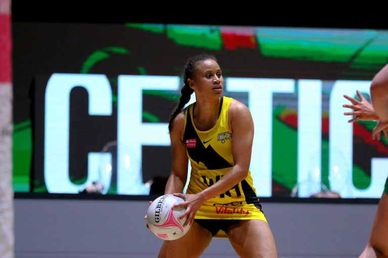 Action shot during Vitality Super League match between Celtic Dragons and Manchester Thunder at Copper Box Arena, London, England on 9th May 2021.