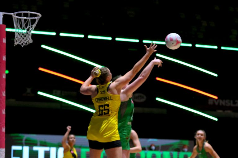 Action shot during Vitality Super League match between Celtic Dragons and Manchester Thunder at Copper Box Arena, London, England on 9th May 2021.
