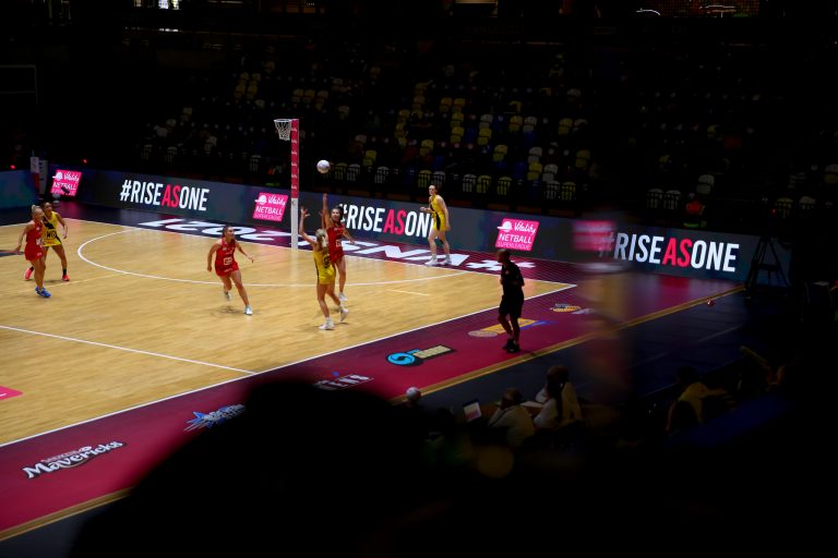 Action shot during Vitality Super League match between Manchester Thunder and Strathclyde Sirens at Copper Box Arena, London, England on 20th June 2021.