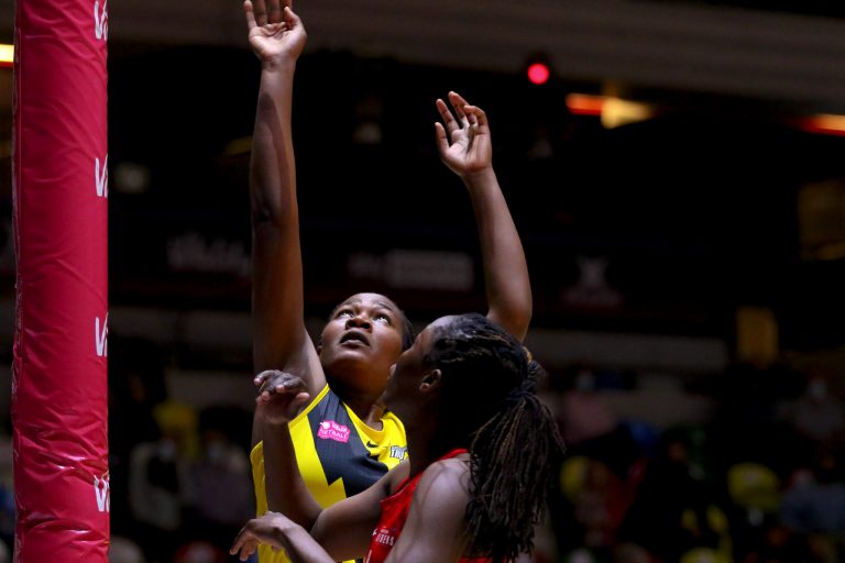 Action shot during Vitality Super League match between Manchester Thunder and Strathclyde Sirens at Copper Box Arena, London, England on 20th June 2021.