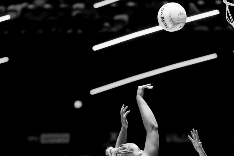 Action shot during Vitality Super League match between Manchester Thunder and Strathclyde Sirens at Copper Box Arena, London, England on 20th June 2021.