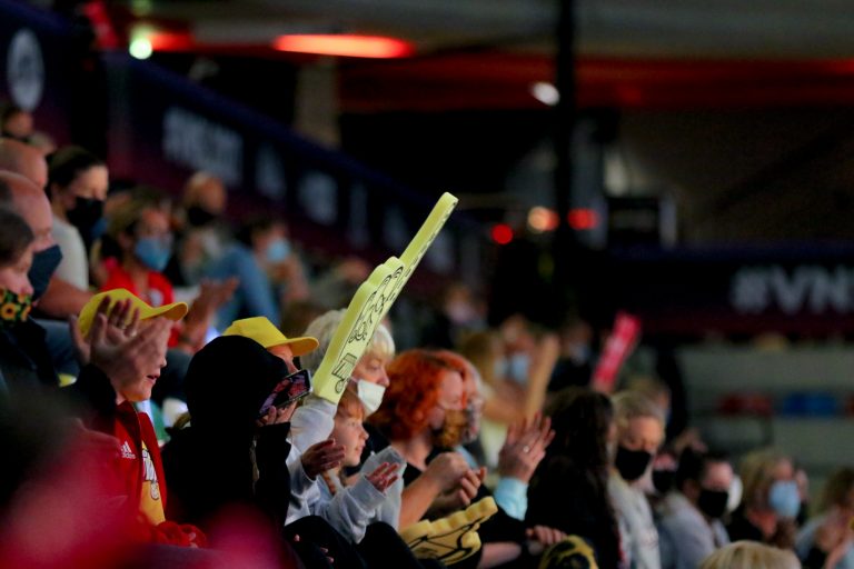Action shot during Vitality Super League match between Manchester Thunder and Strathclyde Sirens at Copper Box Arena, London, England on 20th June 2021.