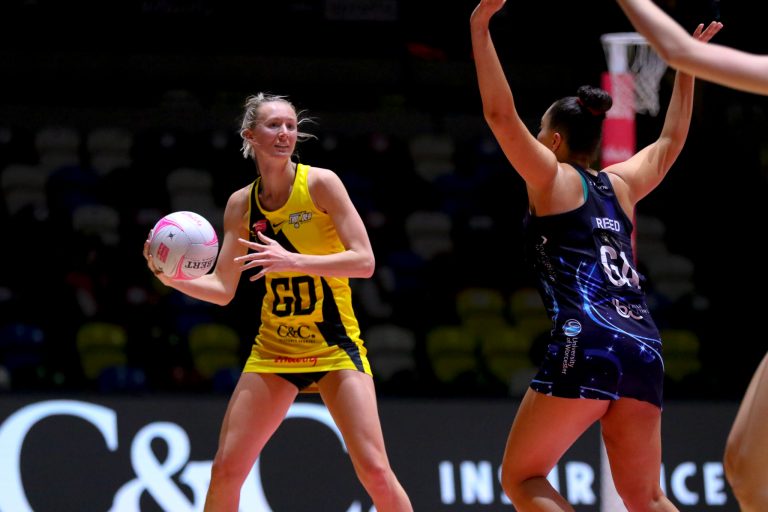 Action shot during Vitality Super League match between Manchester Thunder and Severn Stars at Copper Box Arena, London, England on 29th May 2021.