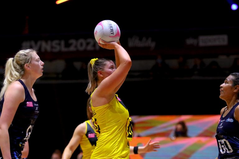 Action shot during Vitality Super League match between Manchester Thunder and Severn Stars at Copper Box Arena, London, England on 29th May 2021.