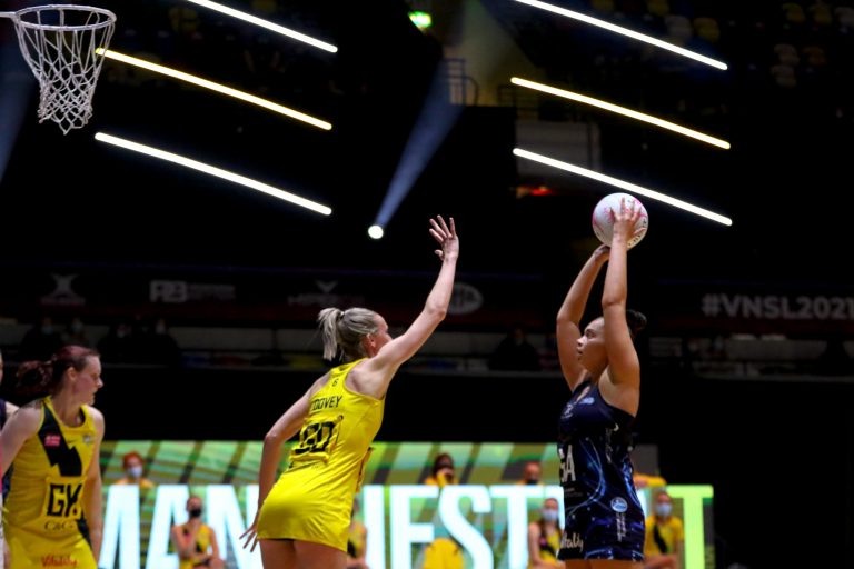 Paige Reed of Severn Stars during Vitality Super League match between Manchester Thunder and Severn Stars at Copper Box Arena, London, England on 29th May 2021.