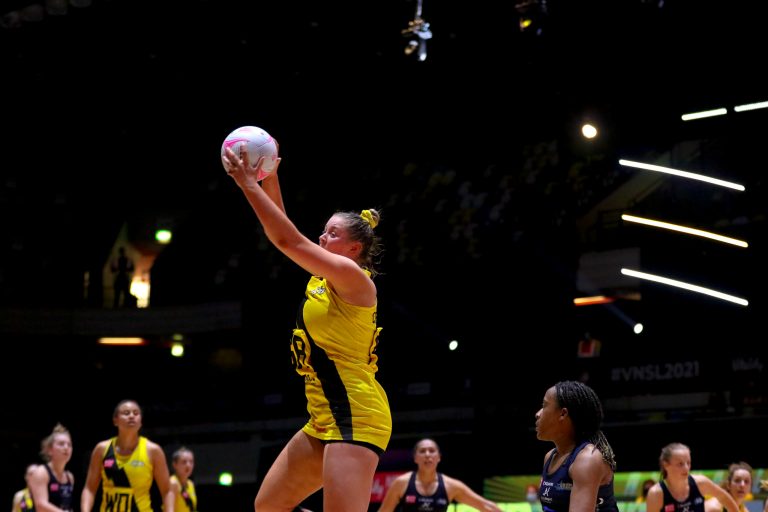 Action shot during Vitality Super League match between Manchester Thunder and Severn Stars at Copper Box Arena, London, England on 29th May 2021.