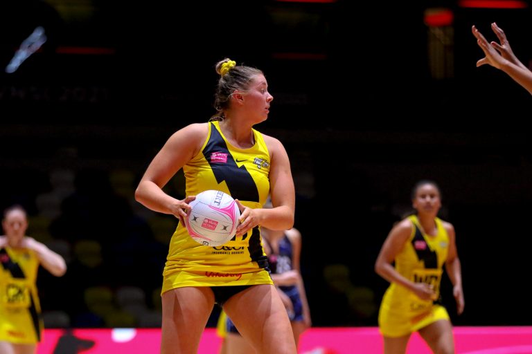 Action shot during Vitality Super League match between Manchester Thunder and Severn Stars at Copper Box Arena, London, England on 29th May 2021.