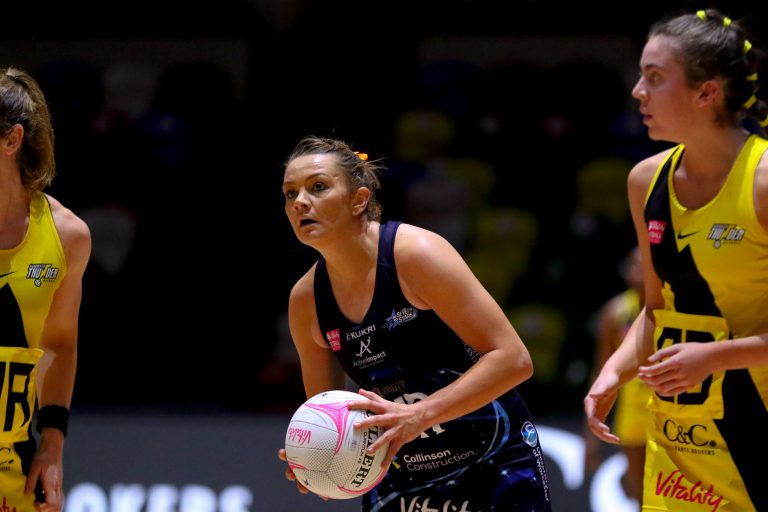 Action shot during Vitality Super League match between Manchester Thunder and Severn Stars at Copper Box Arena, London, England on 29th May 2021.